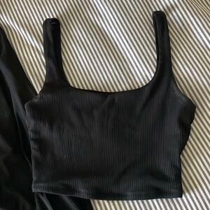Ribbed black skirt set. Never worn, so cute and comfy!